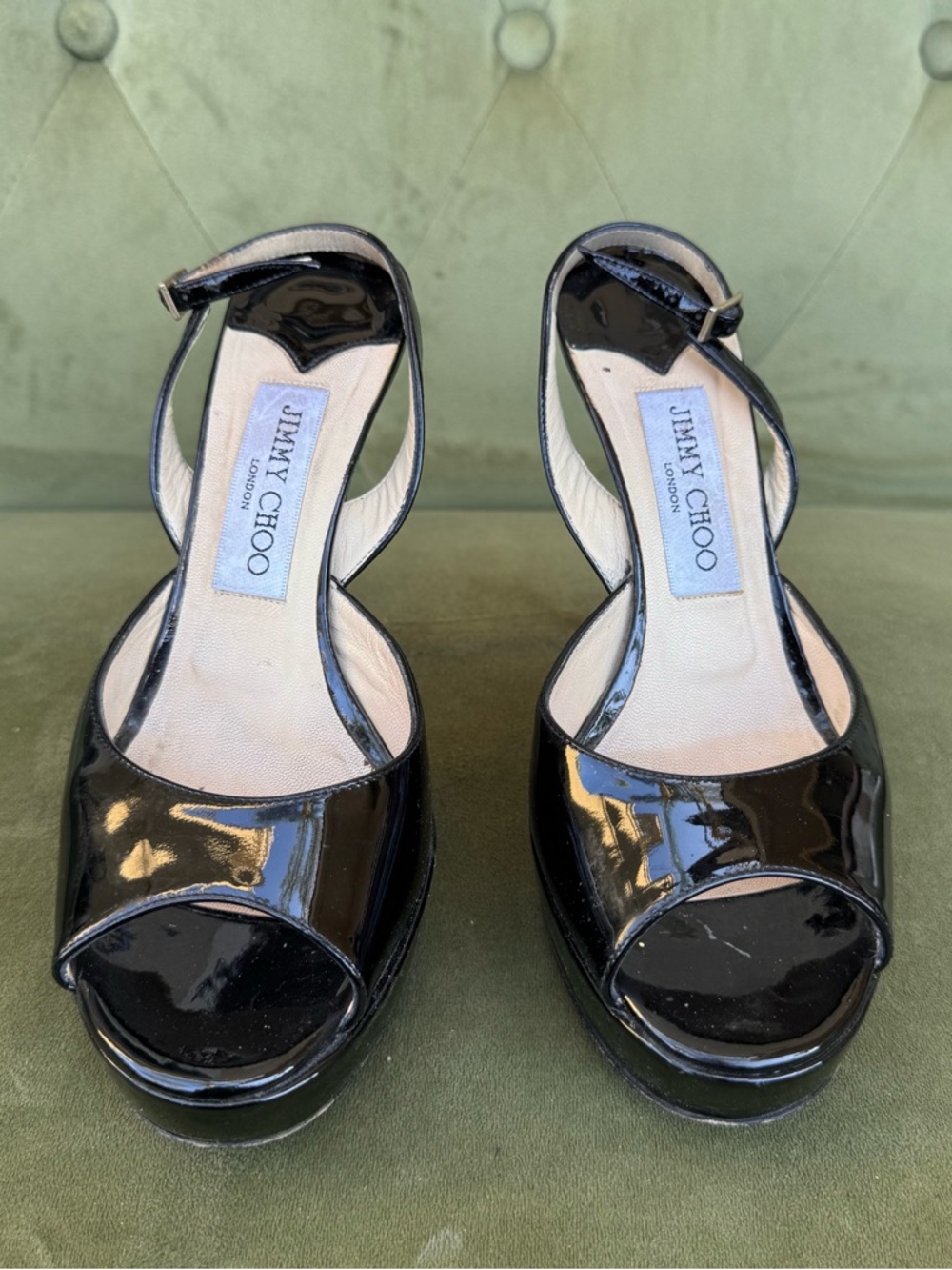 Jimmy Choo Patent Leather Slingback Pumps size 37